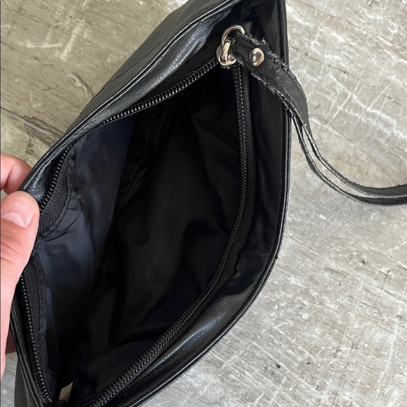 Black Leather and Silver Women's Clutch - Picture 2 of 2